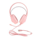 Bass Surround Pink Over Ear Gaming Headset Headphone with Super Cool Led