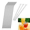 8pcs Stainless Steel Metal Drinking Straws Reusable Washable+3pcs Cleaning Brush