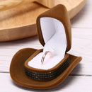 Cowboy Hat Shape Velvet Display Gift Box Jewelry Case For Necklace Earrings JR