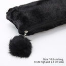 Cute Soft Plush Pencil Bag Stationery Cosmetic Pouch Student Supply (Black) A