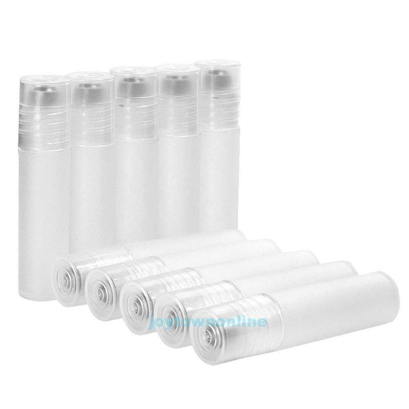 10pcs 5ml Plastic Empty Roll On Bottles Roller Ball Essential Oil Perfume w/ Cap