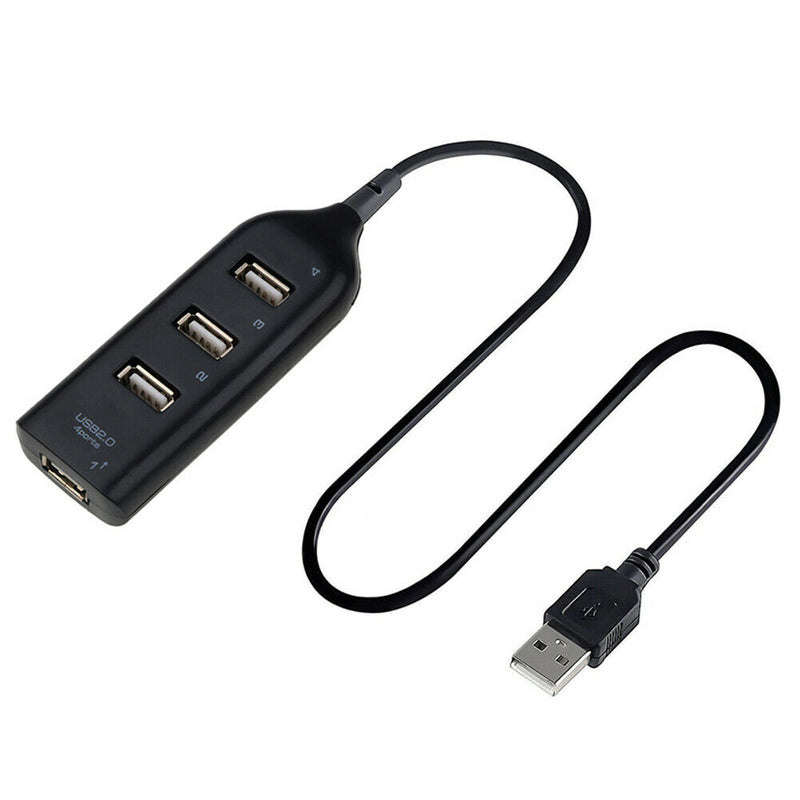 USB Hub 5Mbps High Speed Multi USB 2.0 Adapter 4 Port Splitter (Black)