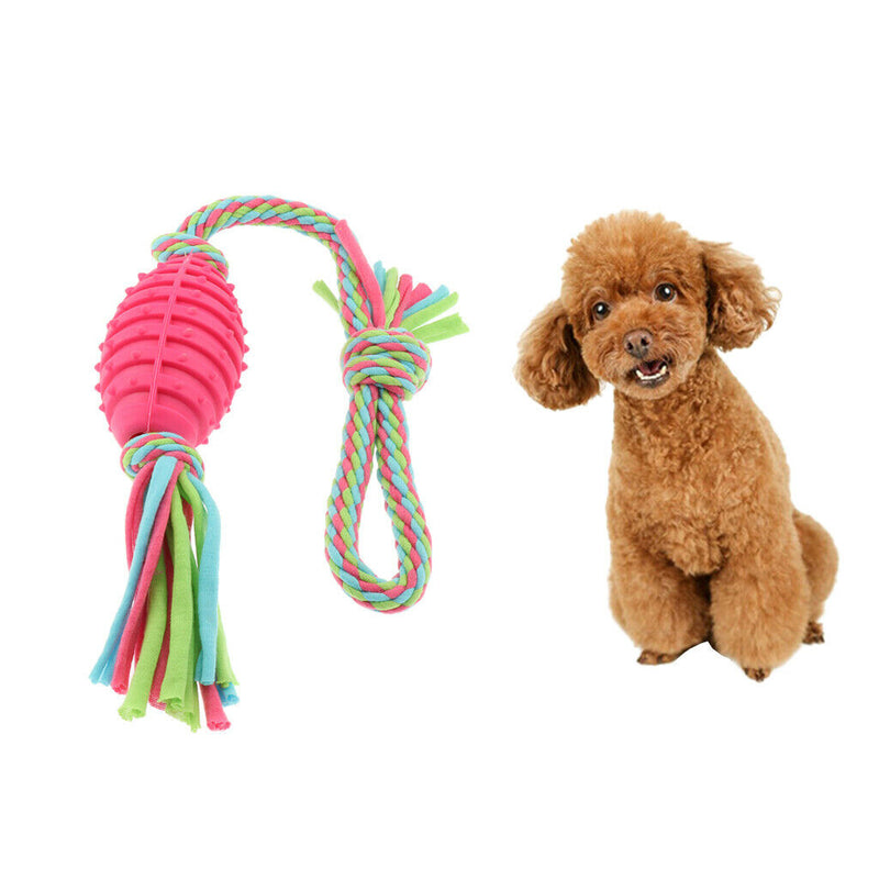Pet Dog Puppy Chew Cotton Rope Rubber Ball Braided Knot Toys Products,47 cm