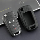 For Chevy Buick Regal Cruze Flip Car Key Fob Chain Ring Case Cover Carbon Fiber
