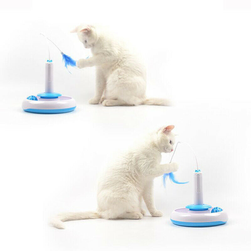 Cat Interactive Toys Electric Rotate Feather Toys Spinning Teaser Wand Moti V2T8