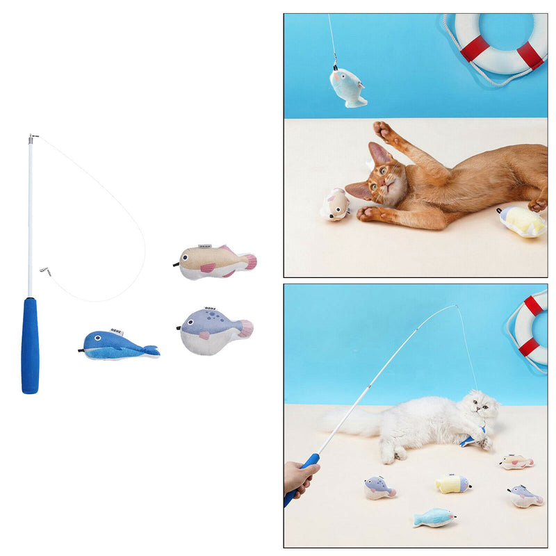 Catnip Filled Cat Toys Fishing Cat Teaser Wand Exerciser Training Chasing B