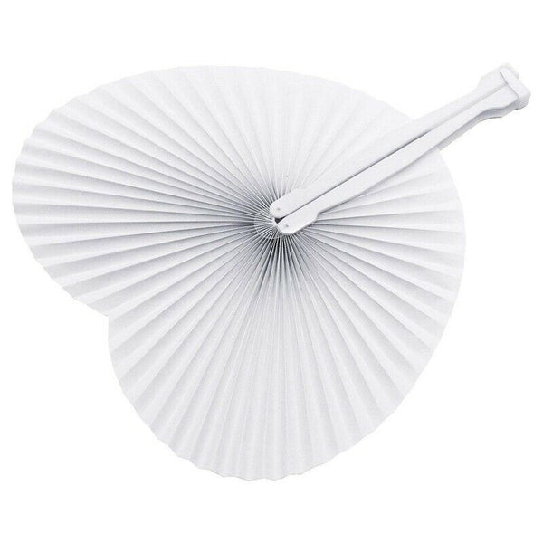 50Pcs Pocket Paper Fans Folding Handheld Fan Heart Shape For Wedding Party  O2W6
