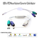 Dual PS/2 PS2 Female to USB Male Converter Adaptor Cable F/M for Mouse Keyboard