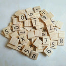 100 Wooden Digital Scrabble Tiles Black Symbol & Numbers For Crafts Wood