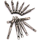 6pcs 1/4" 1/8" Hex Shank Screw Thread Tap Taper Drill Bit HSS Machine Hand Tool