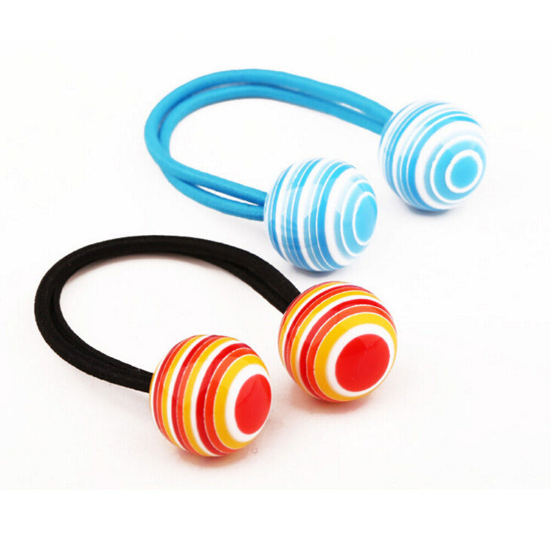 Striped Ball Elastic Rope  Hair Ties Ponytail Holder Head Band Hairbands  OZ