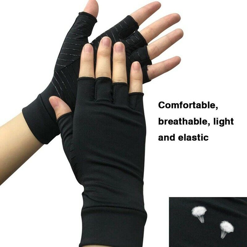 Copper Infused Compression Arthritis Gloves for Men & Women, Fingerless Car J7C2