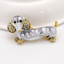 Cute Dachshund Dog Brooches For Women Alloy Rhinestone Enamel Animal Brooch D1Q9