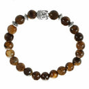 Men Natural Tiger Eye Stone Beads Bracelet Buddha Head Charm Beaded Bracele