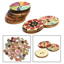 50Pcs/lot Flower Picture Wood Button 2 Holes Mixed DIY Sewing Color Apparel R2F9