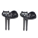 Black Cat Fruit Forks Cute Cartoon Plastic Fork Kitten Bento Decoration Label JR