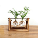 Creative bulb vase plant glass hydroponic container farm decoration wooden  P9J7