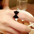 2 Pcs Lovely CharmsBlack Bowknot Bow Tie Open Rings Size 8 alloy