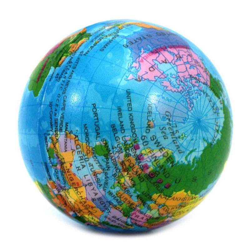 World Map Earth Globe Soft Squeeze Foam Ball Hand Wrist Exercise Stress ReliefME
