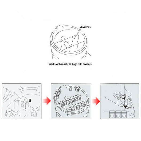 14pcs Golf Bag Clip On Putter Clamp  Keeper Ball Marker Black