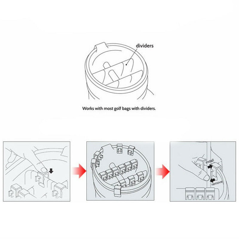 14pcs Golf Bag Clip On Putter Clamp  Keeper Ball Marker Black