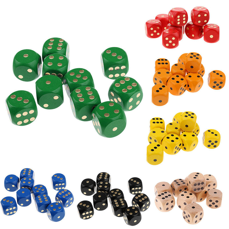 Set of 10 Wooden D6 Dice 3cm Gaming Dice for D&D RPG Accessories Green