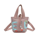 Mini Leather Shoulder Bag Women Graffiti Totes Messenger Handbag (Pink)
