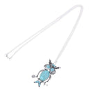 Fashion Blue Jewelery Rhinestone Studded Owl Pattern Long Pendant Sweater N