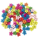 100pcs Colors Floral Shape 2 Holes Wooden Sewing Buttons Fasteners DIY Craft