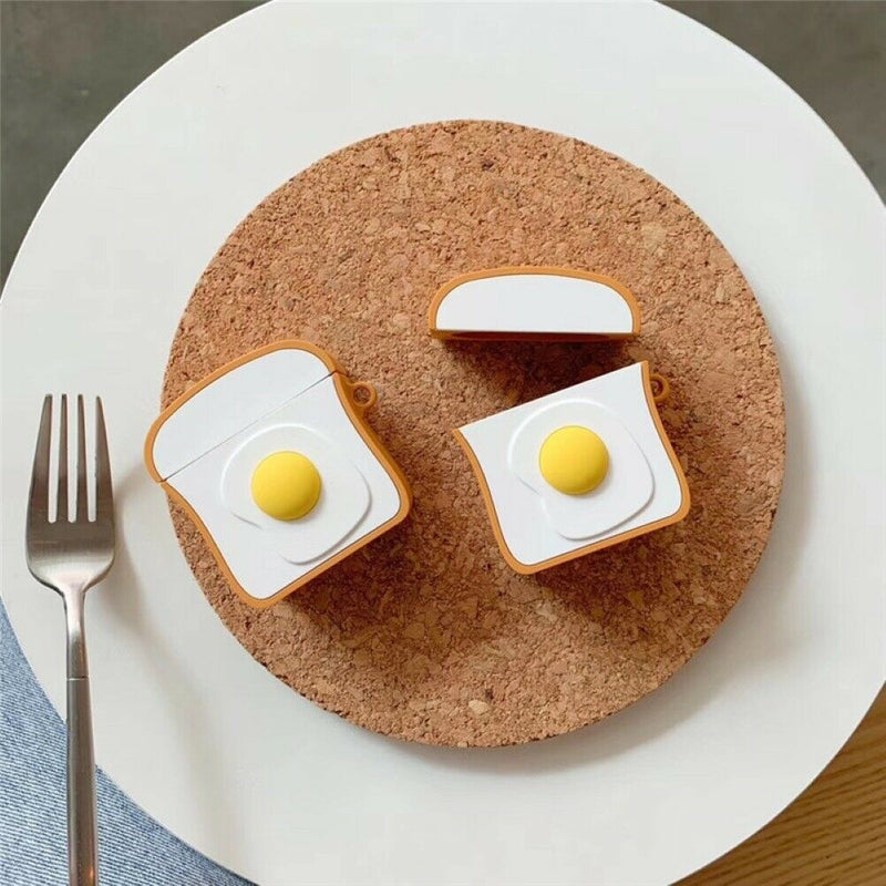 Toast Egg Bluetooth Earphone Case Cover Soft Silicone Protective For AirPods Int