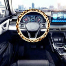 Universal Leopard Print Soft Plush Elastic Car Steering Wheel Cover New G9F C4L2