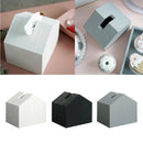 Tissue Box Cover House Shaped Square Tissue Box Holder for Room Office Black