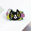 Cartoon Cat Flowers Pin Brooch Creative Badges Unisex Friends Jewelry Gifts