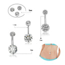 6PCS/Set 14G Stainless Steel Crystal Opal Belly Button Rings Barbell Piercing 3C