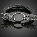 Fashion Dragon Ring Man Braid Bracelet Leather Band Bangle Black  A