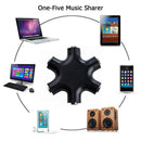 3.5mm Earphone Headphone Audio Splitter 1 Male to 5 Female Adapter (Black)