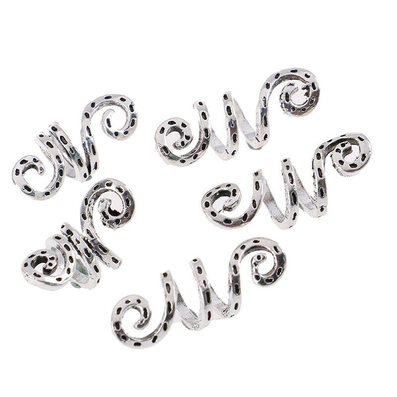 5Pc/Set Alloy Spiral Hair Braiding Dreadlock Beads`Jewelry Rings Cuffs Tube Clip