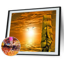 Boat 5D DIY Full Round Drill Diamond Landscape Painting Home Decor Mosaic