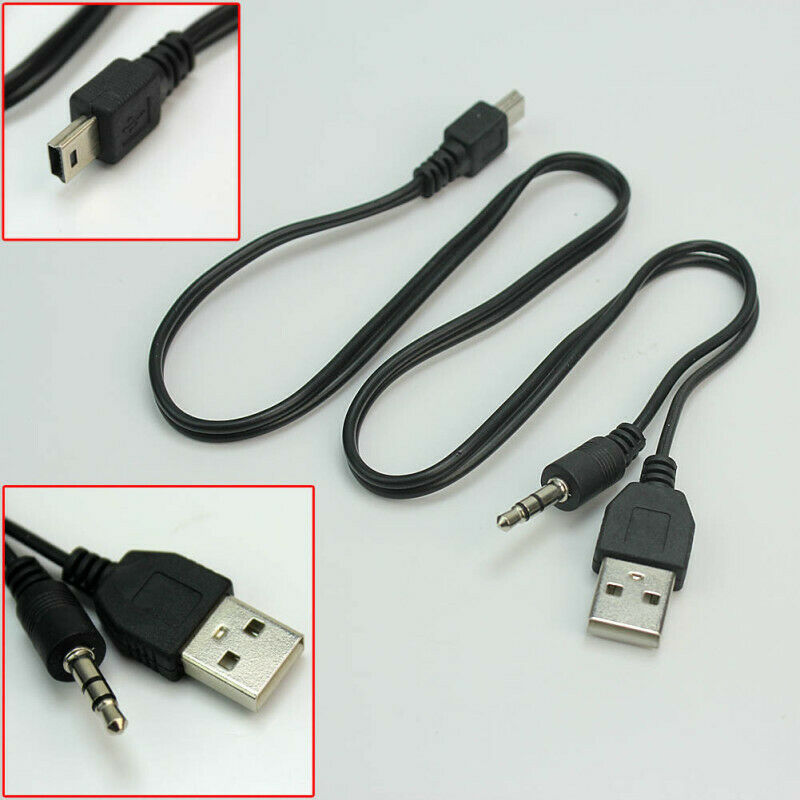 51cm Length Mini 5 Pin Male to 3.5mm Aux + Standard USB Charging Audio Cable