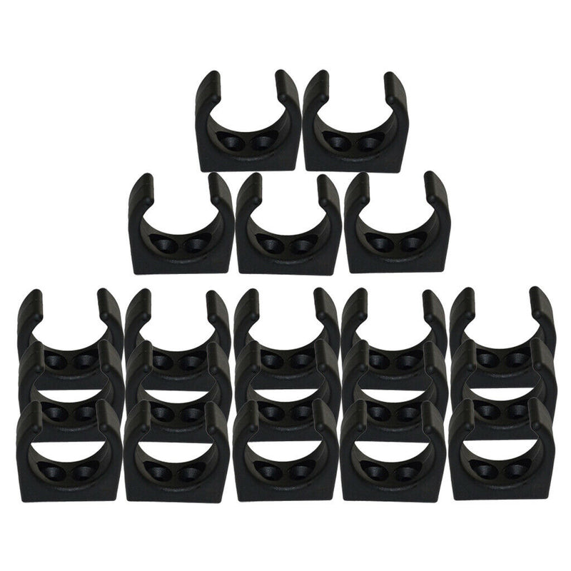 20x Nylon Clips Paddle Rod Holder Stowing Brackets Fit 1-1/4" Diameter Black