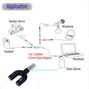 3.5mm Stereo Audio Jack Earphone Headphone 2 Way U Splitter Adapter for Laptop