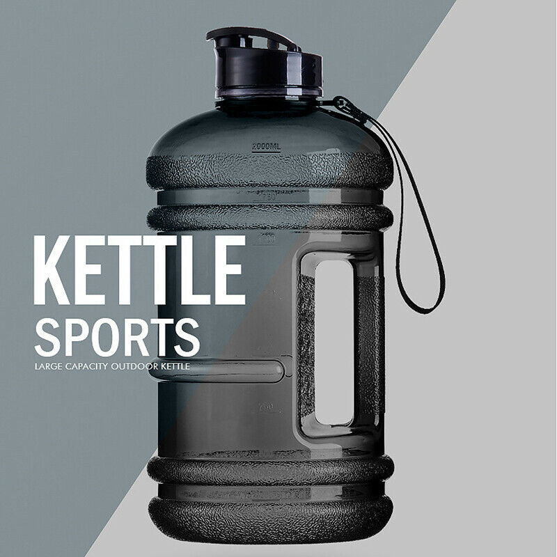 2.2L Large Capacity Fitness Camping Sport Water Bottle Free  Flip Cover Drin Ew