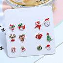 Christmas Stud Earrings Set Santa Elk Christmas Tree 6 Pairs / Set Earrings