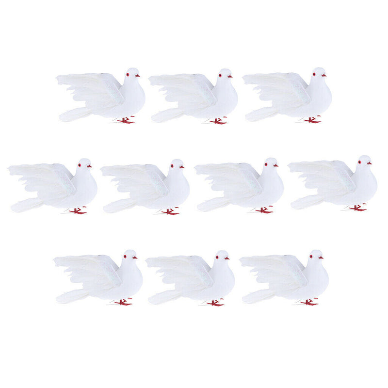 10 Packs of Realistic Feathered Pigeon Doves Animal Birds Ornament Decoration