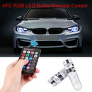 Quality ! 4X T10 W5W 6SMD 5050 RGB LED Light Car Wedge Side Bulbs Remote Control