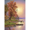 5D DIY Diamond Painting Riverside Boat Hut Full Drill Rhinestone Picture