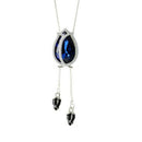Women Flower Long Adjustable Chain Pendant Sweater Necklace(Tulip blue crys U1X2
