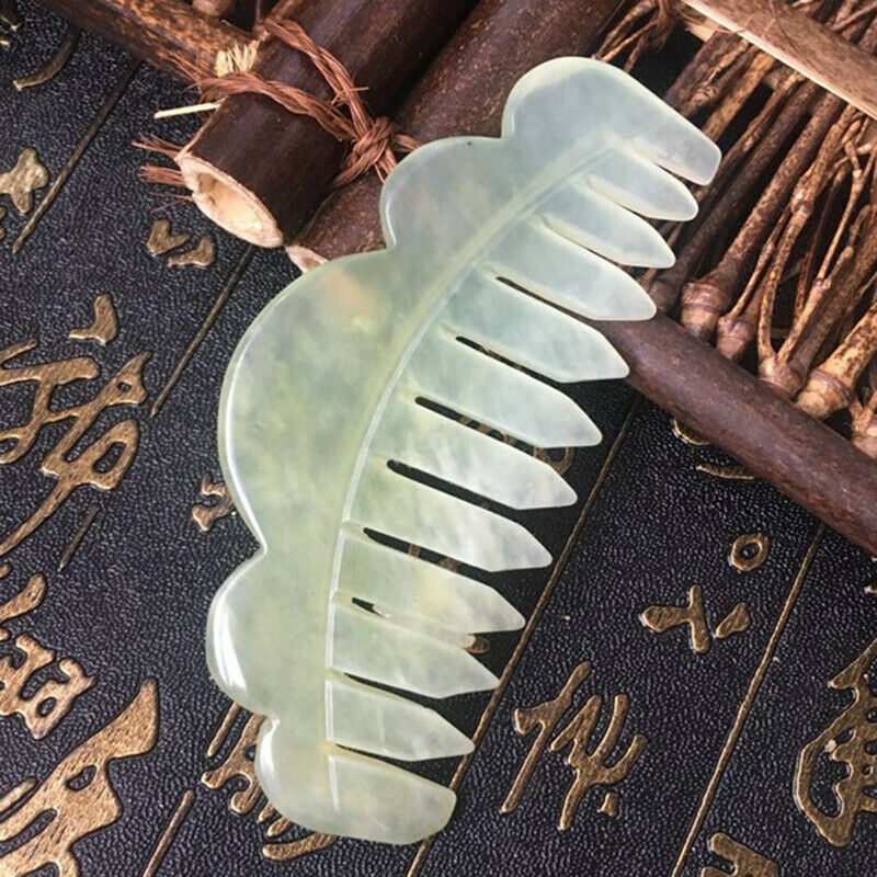 1Pc Nature Jade Comb Massage Spa Acupuncture Head Treatment Gua Sha BoardB Hn