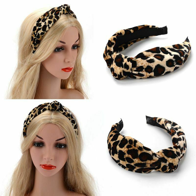 5X(Leopard Twist Knot Pattern Headband Sweet Chiffon Print Hair Band Fashi G4C1)