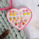 12Pairs Cute Clip-On No Pierced Earrings For Kids Child Girls Christmas Gift Hn